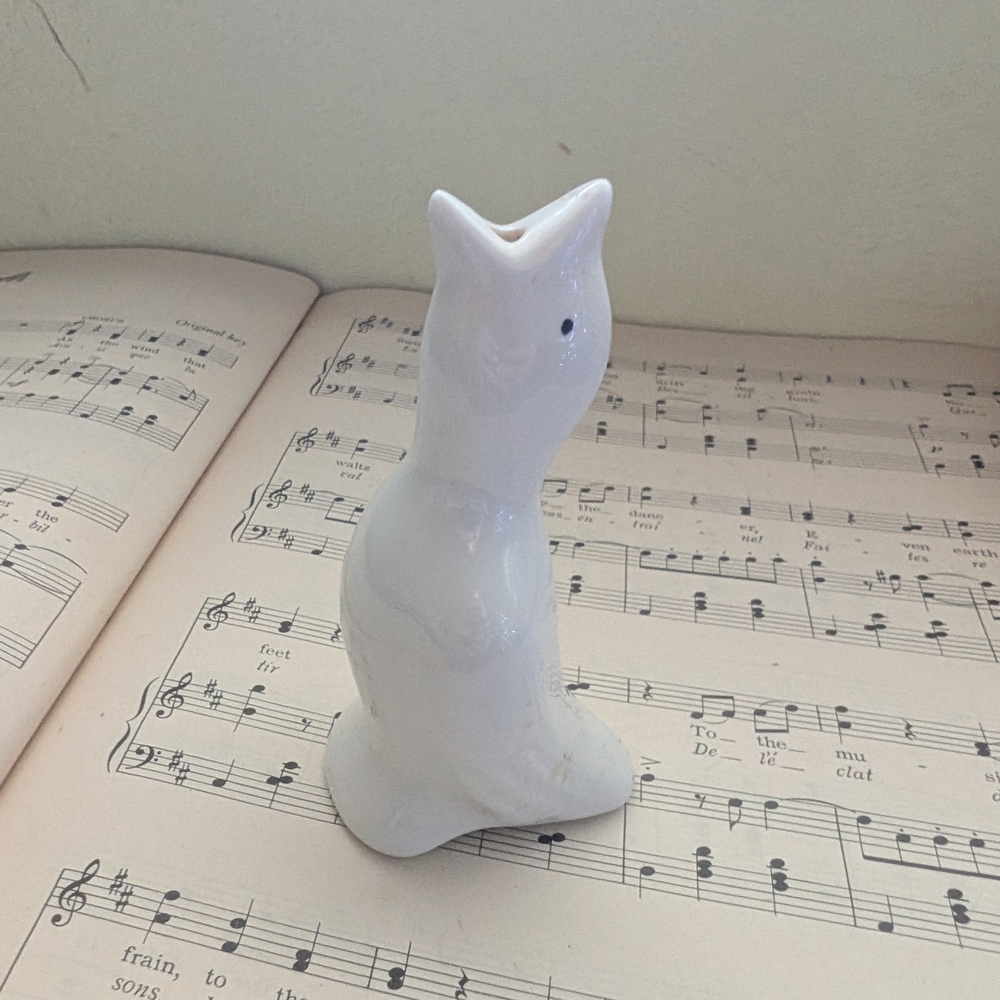 White Ceramic Pie Bird Figurine